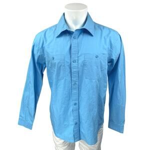 OAK + FORT Men's Blue Long Sleeve Collared Pockets Button Down Shirt Top Size M